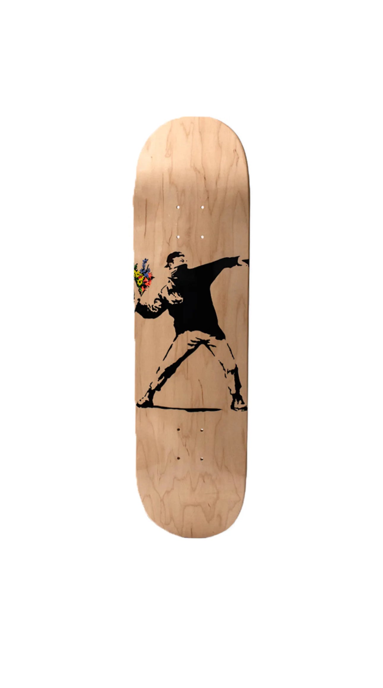 Banksy x Medicom Flower Bomber Skateboard Deck Brown