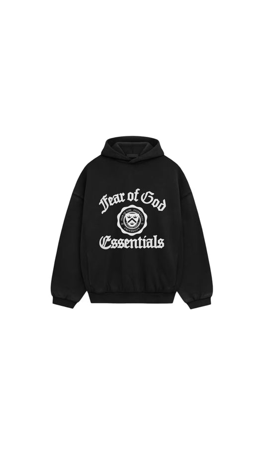 Brand New Fear of God Essentials Heavy fleece Shrunken Hoodie Black