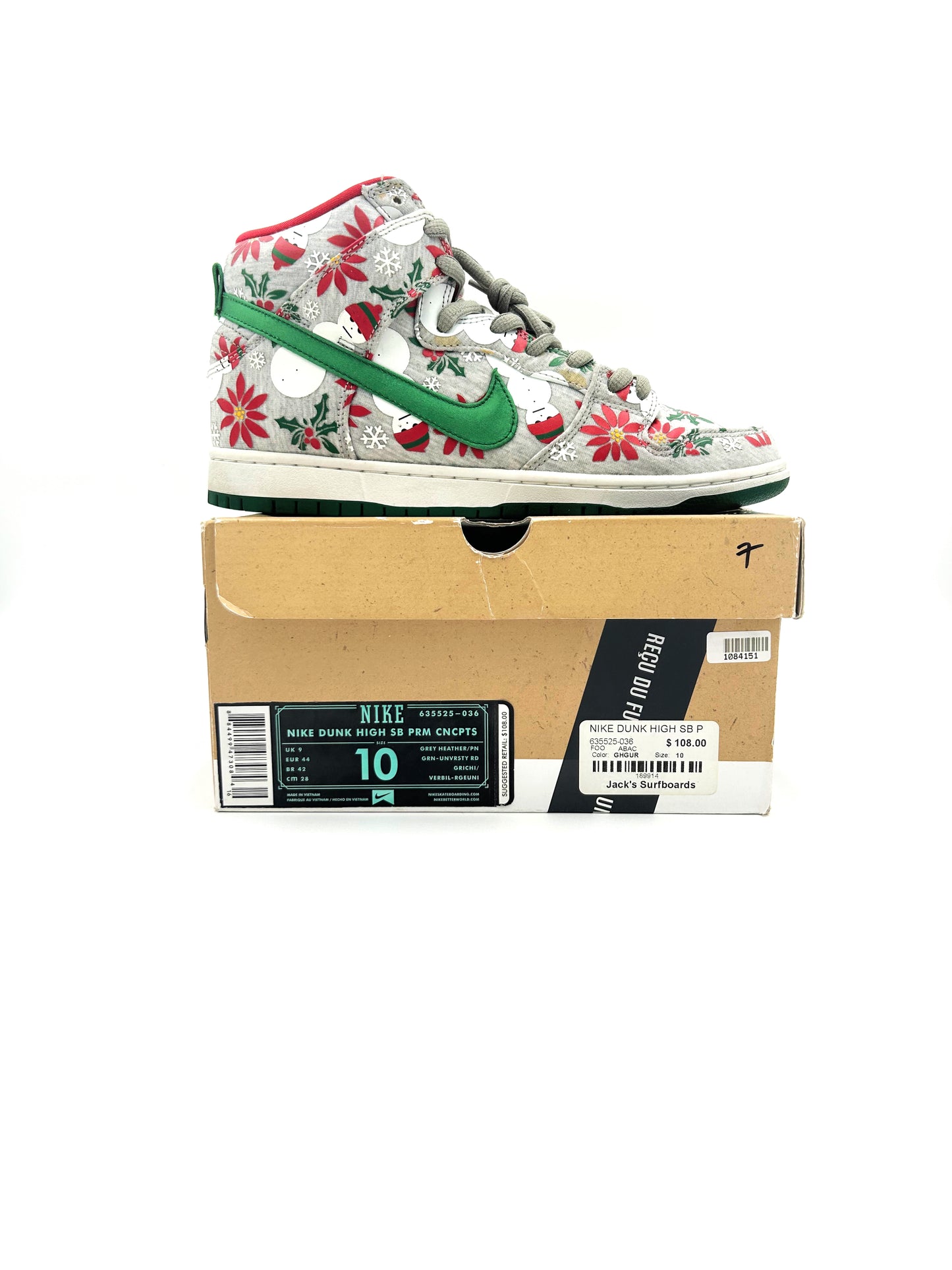 Pre-owned Nike Dunk High SB Concepts Ugly Christmas Sweater Grey