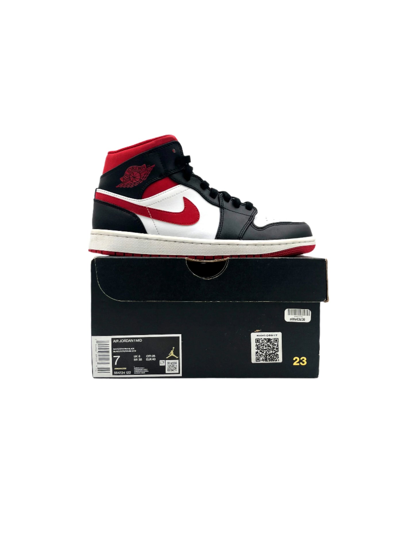 Pre-owned Jordan 1 Mid Gym Red Black White