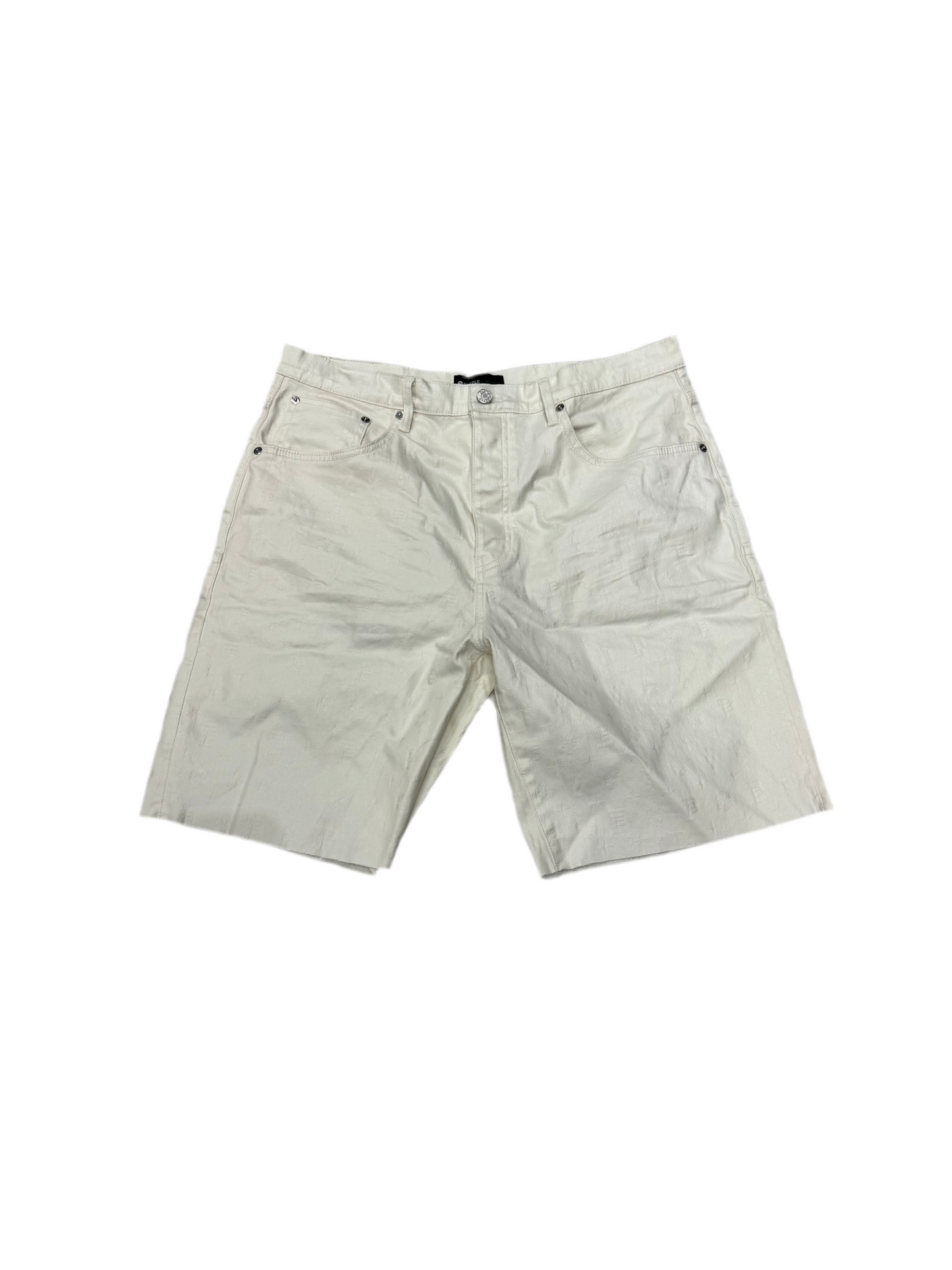 Purple Brand Monogram Denim Shorts