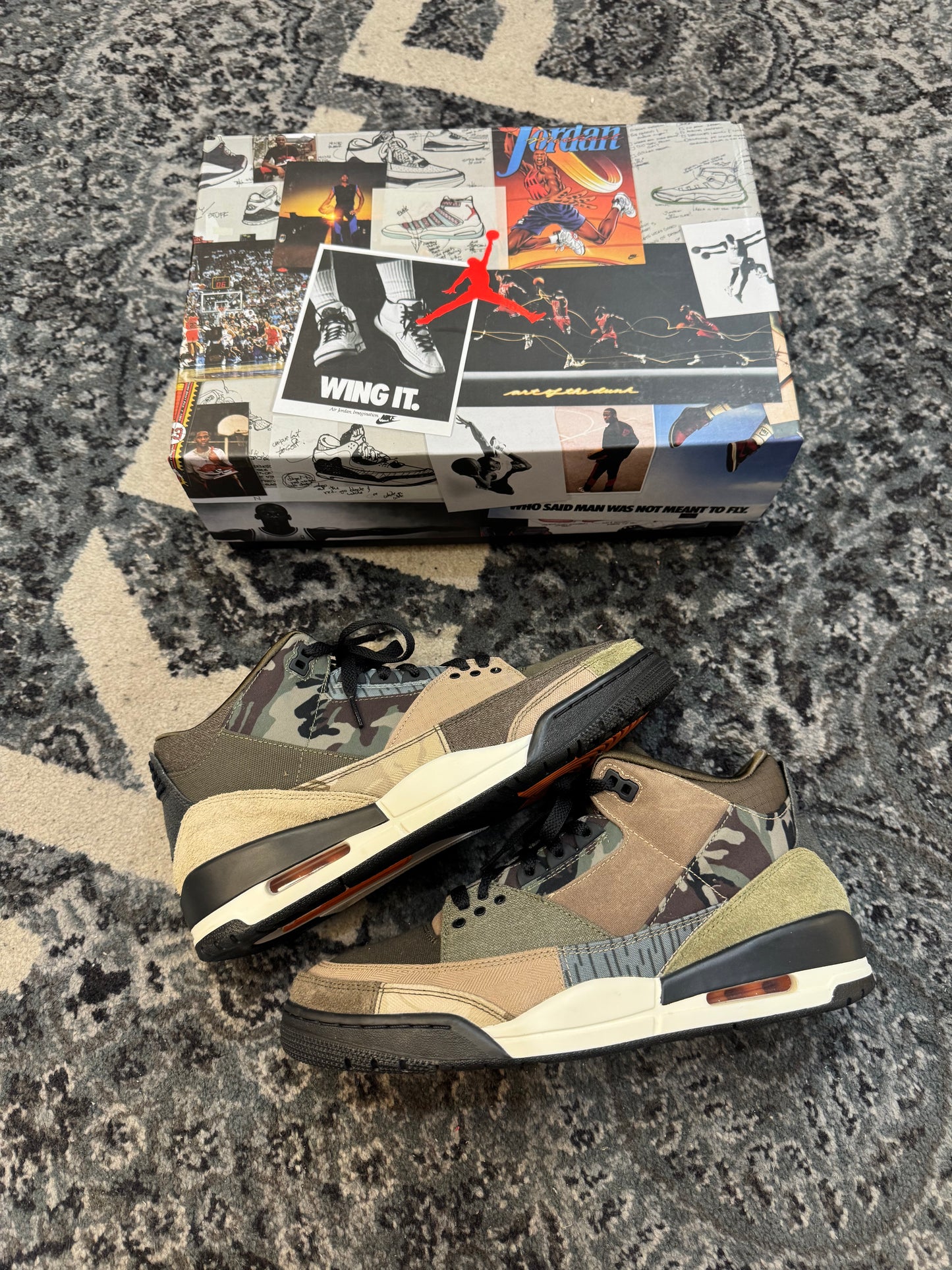 Pre-owned Retro 3 Patchwork Camo