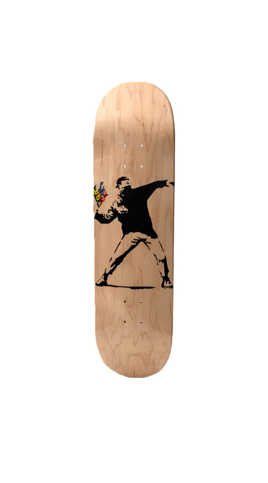 Banksy x Medicom Flower Bomber Skateboard Deck Brown