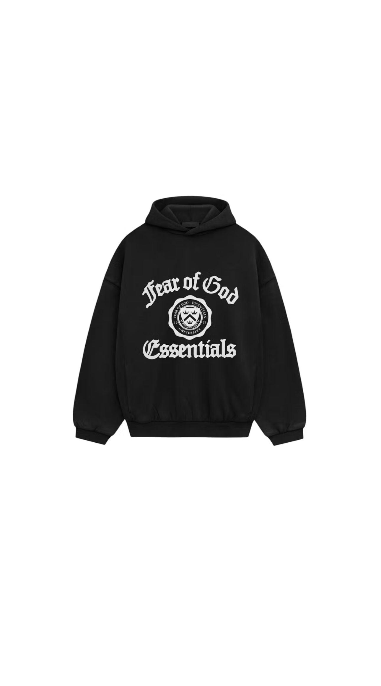 Brand New Fear of God Essentials Heavy fleece Shrunken Hoodie Black